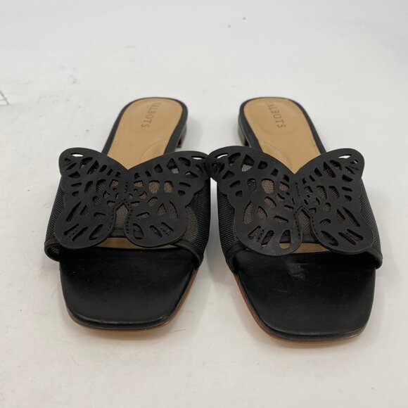 Talbots Black Leather Square Toe Sandals | Size 6 - Picture 4 of 7